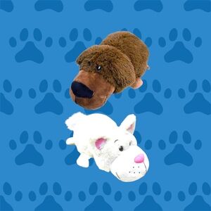 FlipaZoo 16" 2-in-1 White Cat Chocolate Lab Reversible Plush Soft Pillow Toy.